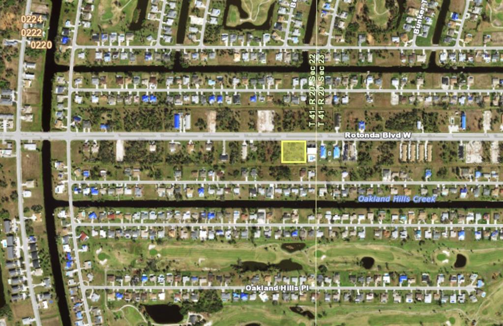 An aerial map view shows a highlighted vacant lot located along Rotonda Boulevard West — 241 ROTONDA BOULEVARD W, ROTONDA WEST, FL