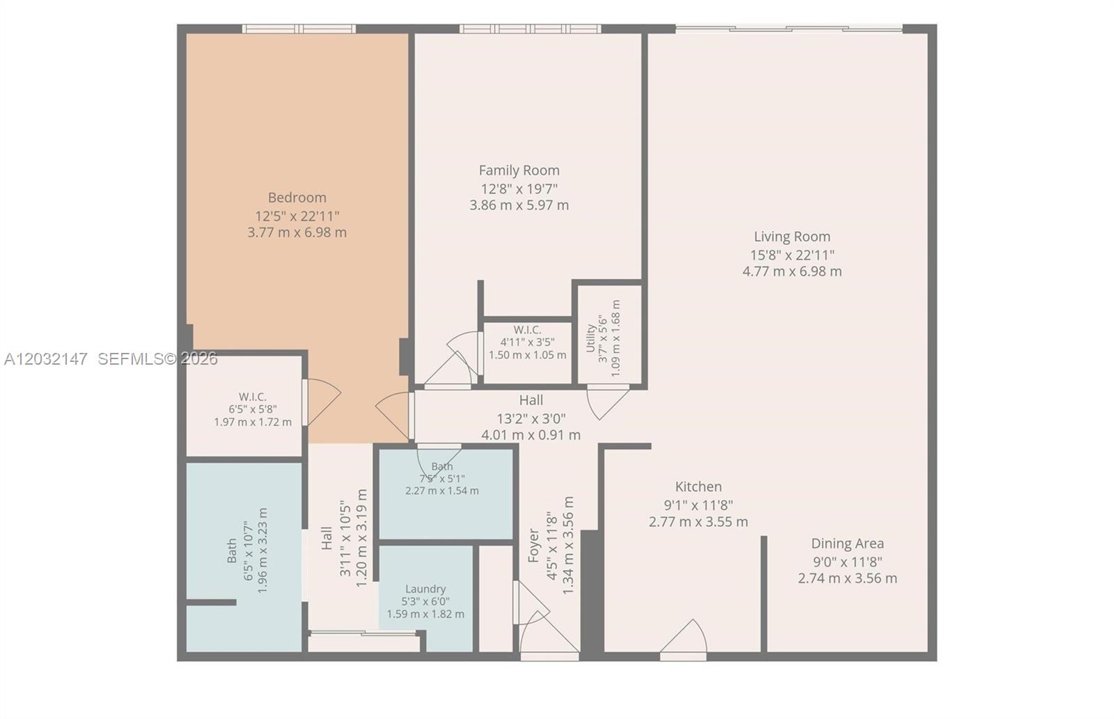 This is a floor plan showing the layout of a one-bedroom apartment — 800 NE 195th St # 710, Miami FL 33179, MIAMI, FL