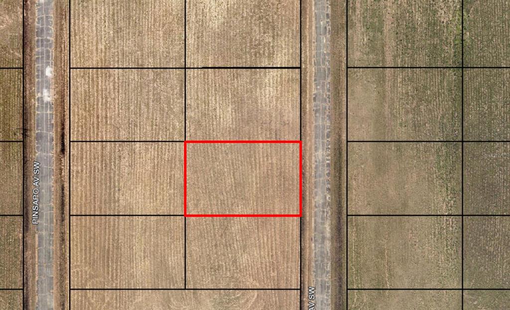 An aerial map view shows a rectangular plot of land outlined in red — 2468 OCONEE AVENUE SW, PALM BAY, FL