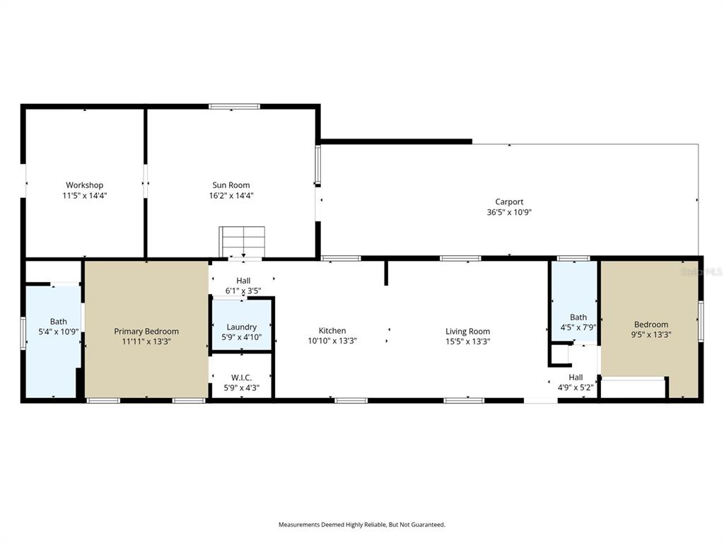 This is a floor plan showing the layout of a house with a carport — 12304 LONGHORN DRIVE, HUDSON, FL