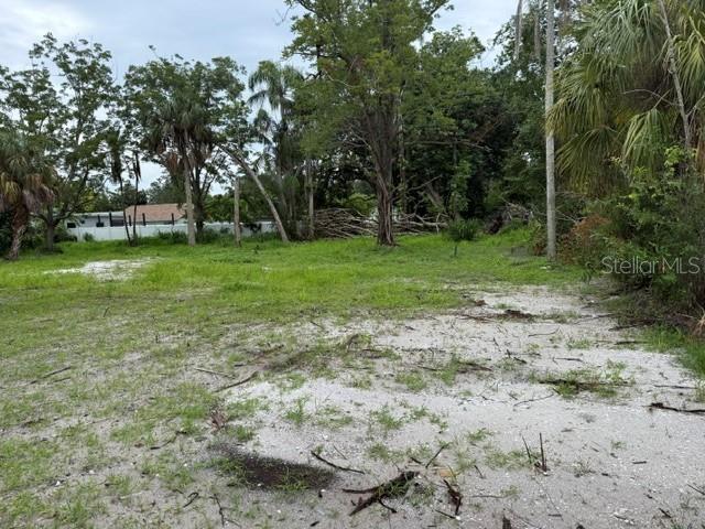 A vacant, grassy lot with sandy patches is surrounded by mature trees and foliage — 200 11TH AVENUE E, BRADENTON, FL