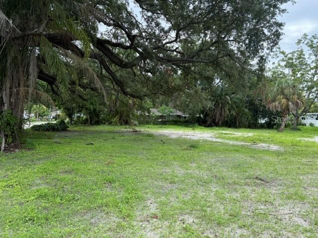A vacant, grassy lot features large, mature trees and sandy patches under an overcast sky — 200 11TH AVENUE E, BRADENTON, FL