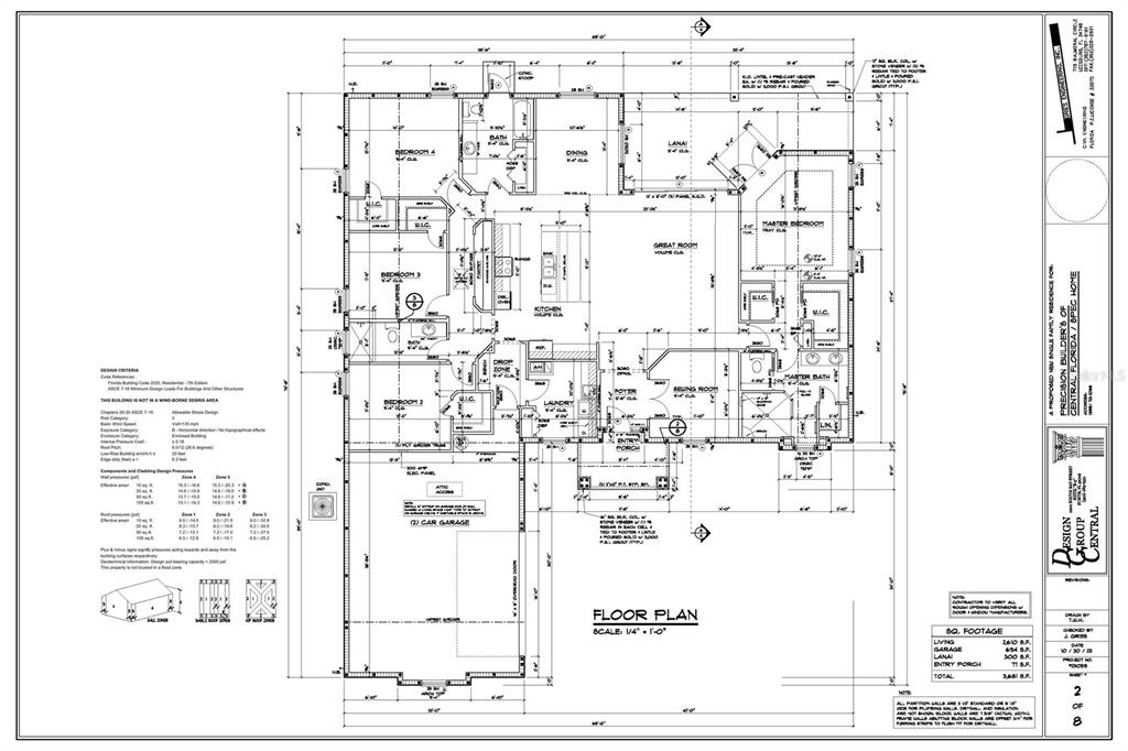 This is a detailed architectural floor plan for a single-family residence with four bedrooms — 38514 WOODED MEADOW DRIVE, UMATILLA, FL