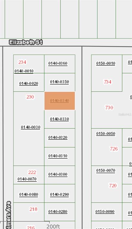 This is a tax map showing property parcel boundaries and identification numbers — MARION AVE, INTERLACHEN, FL