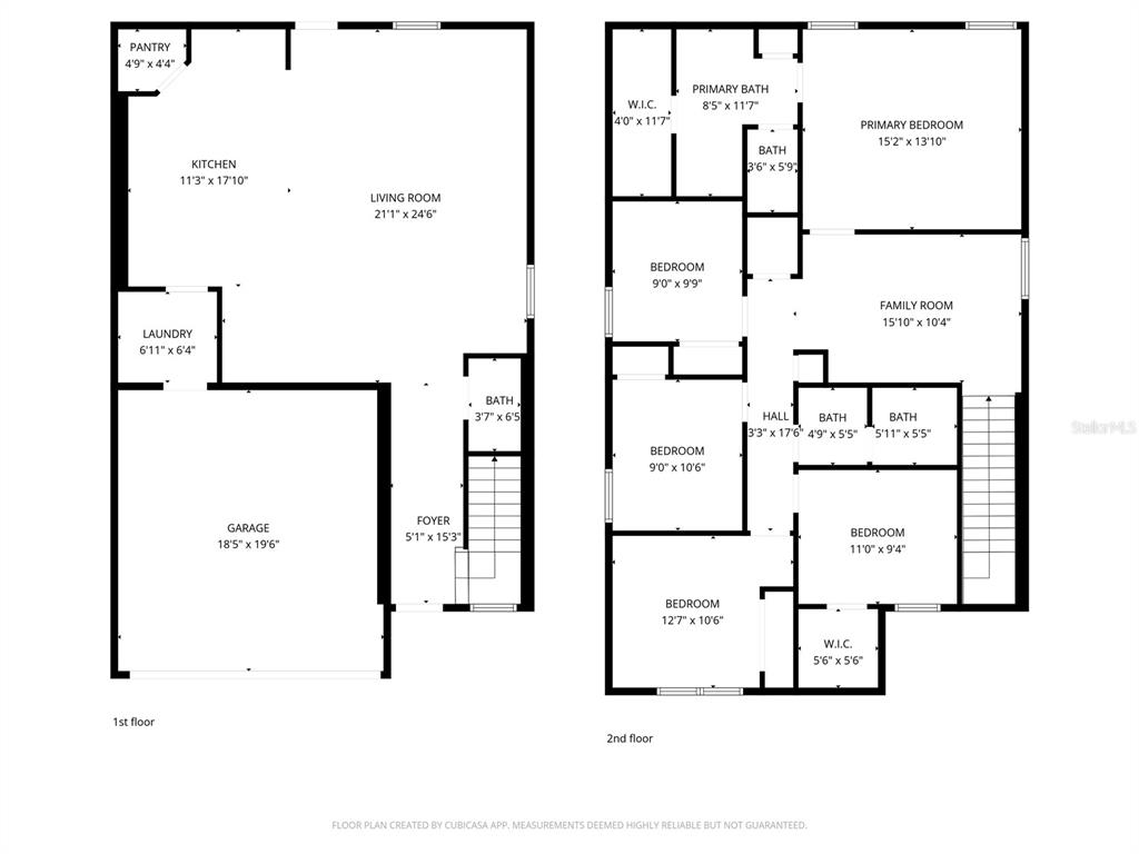 This is a two-story floor plan showing the layout of a house with multiple rooms — 9947 ALLENDALE ST STREET, WESLEY CHAPEL, FL