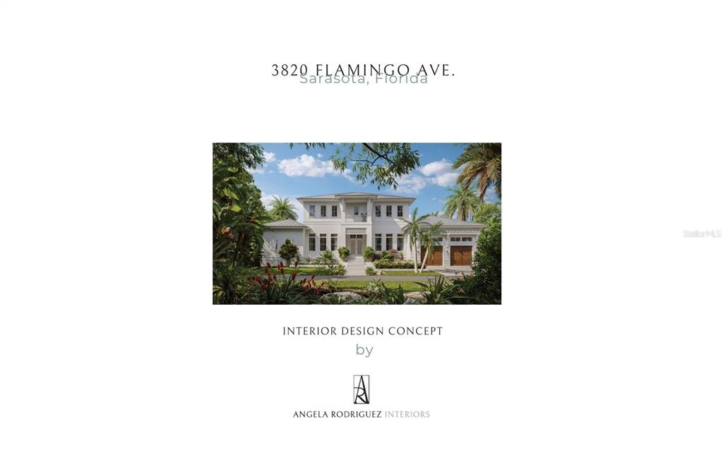A digital rendering of a two-story white house with a garage and lush landscaping — 3820 FLAMINGO AVENUE, SARASOTA, FL