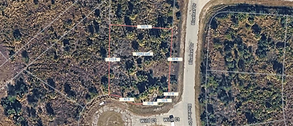 This is a map showing the property lines and dimensions of a vacant, wooded residential lot — WILD COURT, NORTH PORT, FL