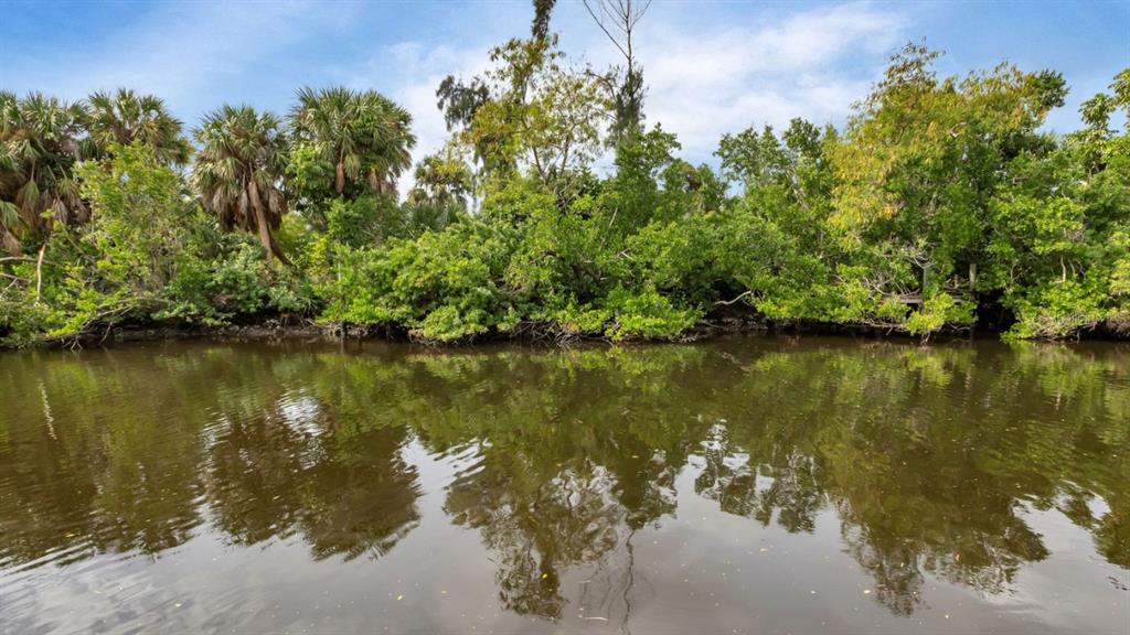 A view of a calm waterway bordered by dense green trees and palm trees — 3410 COLONY COURT, PUNTA GORDA, FL
