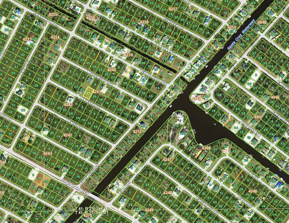 This is a map showing residential street layouts and property lot numbers — 14048 NEWSON LANE, PORT CHARLOTTE, FL