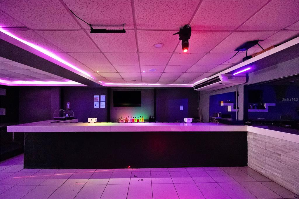 A bar area features a long white counter, purple accent lighting, and a tiled ceiling — 239 ELEANOR ROOSEVELT AVENUE, SAN JUAN, PR
