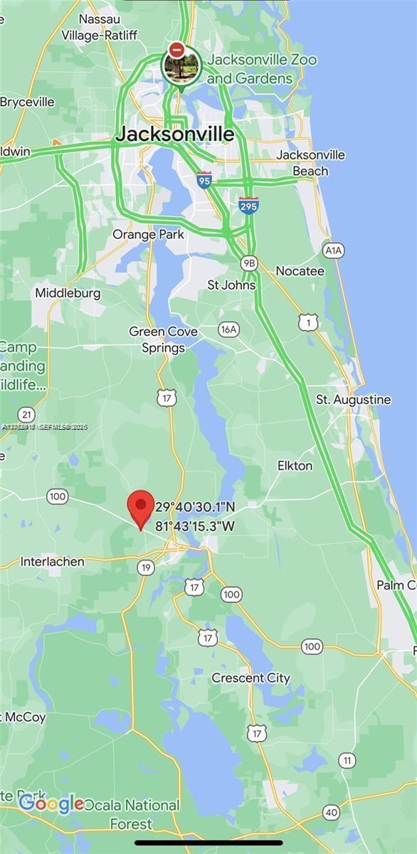 This is a map showing the location of a property south of Jacksonville, Florida — . Palatka, Palatka FL 32177, PALATKA, FL