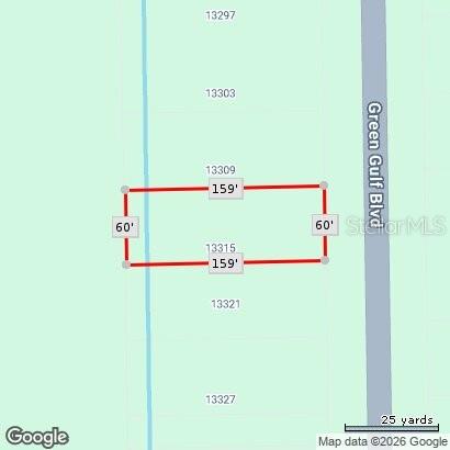 This is a map showing the rectangular property boundaries and dimensions of a vacant lot — 13315 GREEN GULF BOULEVARD, PUNTA GORDA, FL