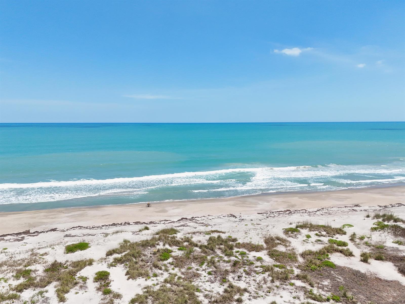 An aerial view of a sandy beach with dunes, vegetation, and the ocean — 2465 S Atlantic Avenue, Cocoa Beach FL 32931, COCOA BEACH, FL
