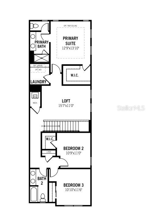 This is a floor plan of a residential second story featuring three bedrooms and a loft — 8851 GINKO RUN, PARRISH, FL