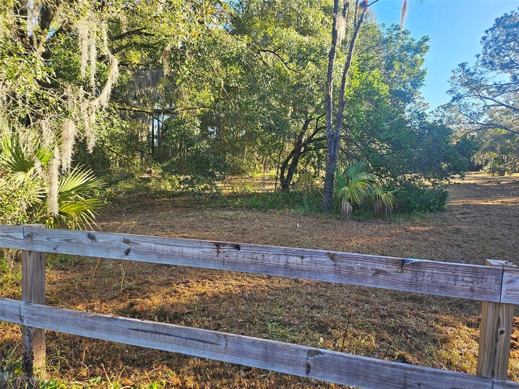 A wooden fence borders a grassy lot with trees and Spanish moss in the background — HAZEN ROAD, DELAND, FL