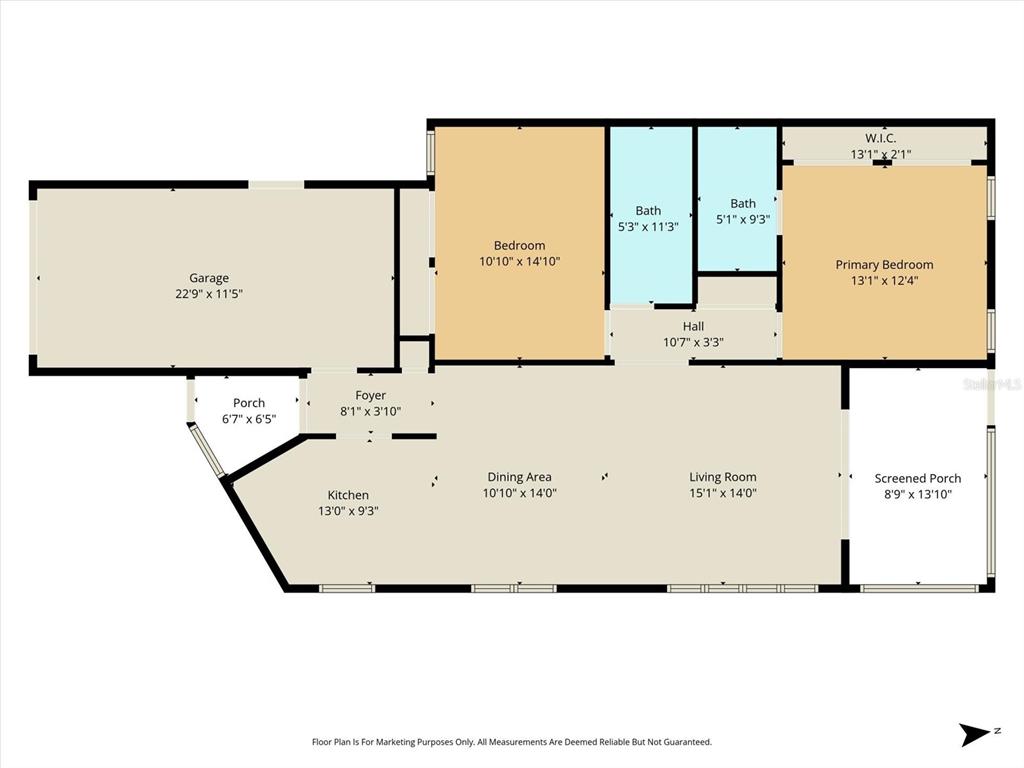 This is a floor plan showing the layout of a house with a garage and porch — 54 JAMAICA STREET, HOMOSASSA, FL
