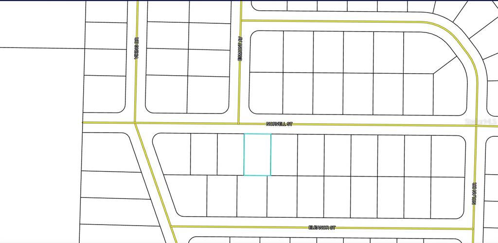 This is a map showing a highlighted rectangular land parcel located between Norvell Street and Eleanor Street — Lot 4 Unit 5 Blk 318 NORVELL STREET, CHIPLEY, FL