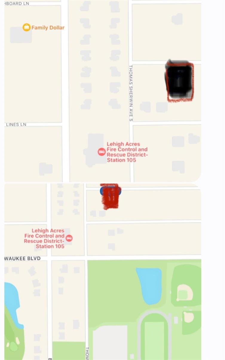 This is a map showing the location of a property near a fire station — 810 E Wolverine Street E, Lehigh Acres FL 33974, LEHIGH ACRES, FL