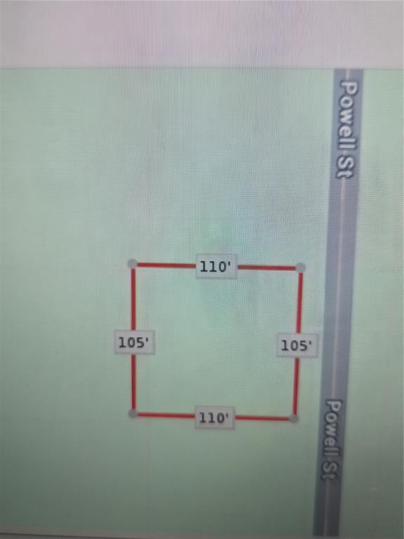 This is a map showing a rectangular plot of land measuring 110 feet by 105 feet — POWELL, NEW PORT RICHEY, FL
