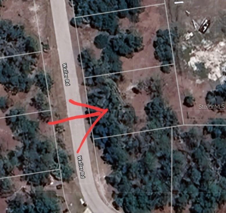 This is an aerial map view showing a plot of land adjacent to Waller Road — WALLER ROAD, NORTH PORT, FL