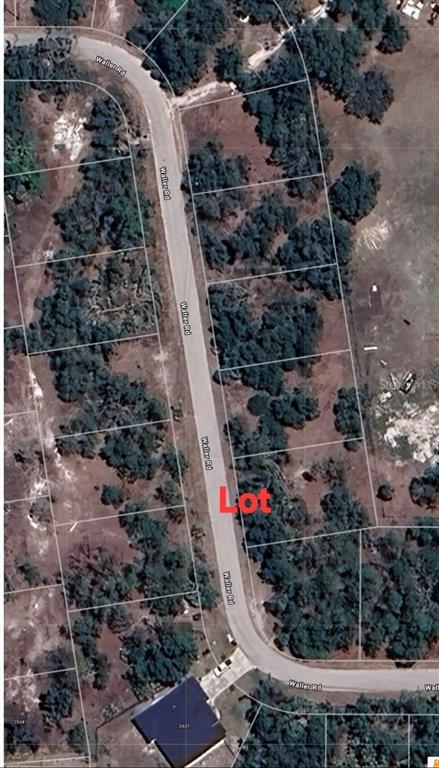 This aerial map shows a vacant lot located along a curved residential road — WALLER ROAD, NORTH PORT, FL