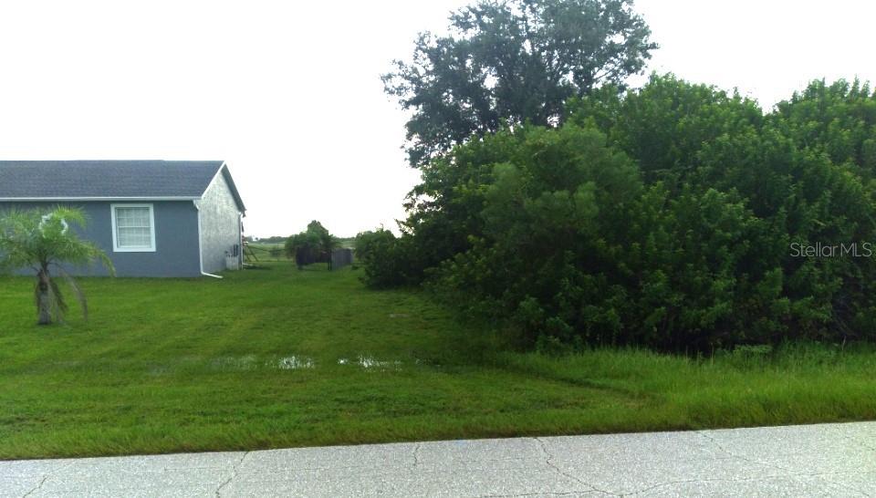 A grassy vacant lot sits next to a gray house with a small palm tree — 7310 DAVID BOULEVARD, PORT CHARLOTTE, FL