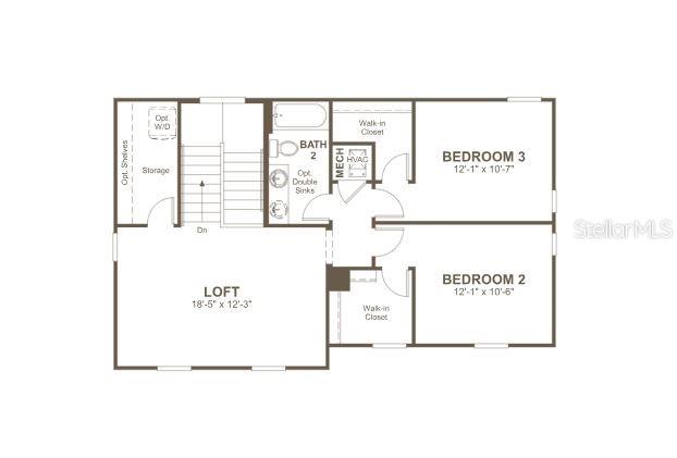 This is a floor plan showing a loft, two bedrooms, a bathroom, and storage space — 61 PONCE PRESERVE DRIVE, PALM COAST, FL