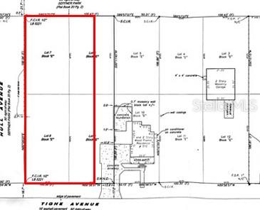 This is a survey map showing the property boundaries of two adjacent lots — TIGHE STREET, SEFFNER, FL