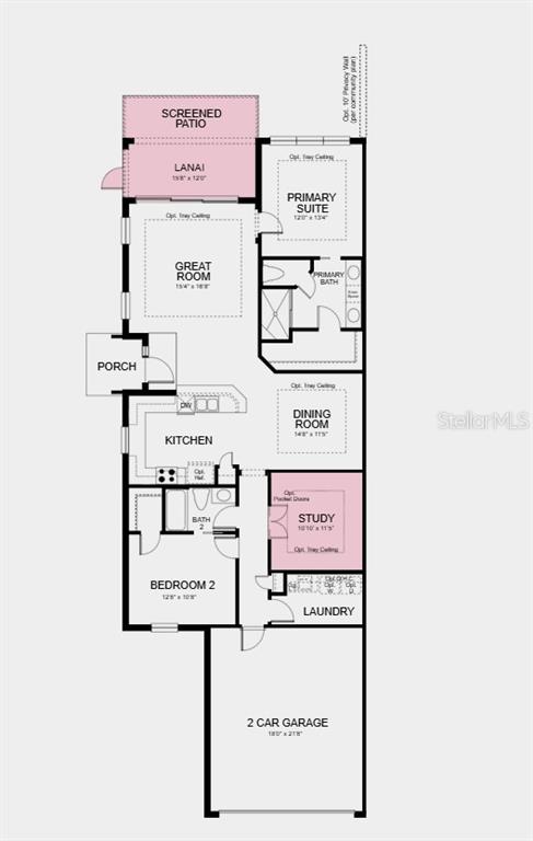 This floor plan shows a home layout with a two-car garage, kitchen, and three bedrooms — 13332 SANTINI CIRCLE, ENGLEWOOD, FL
