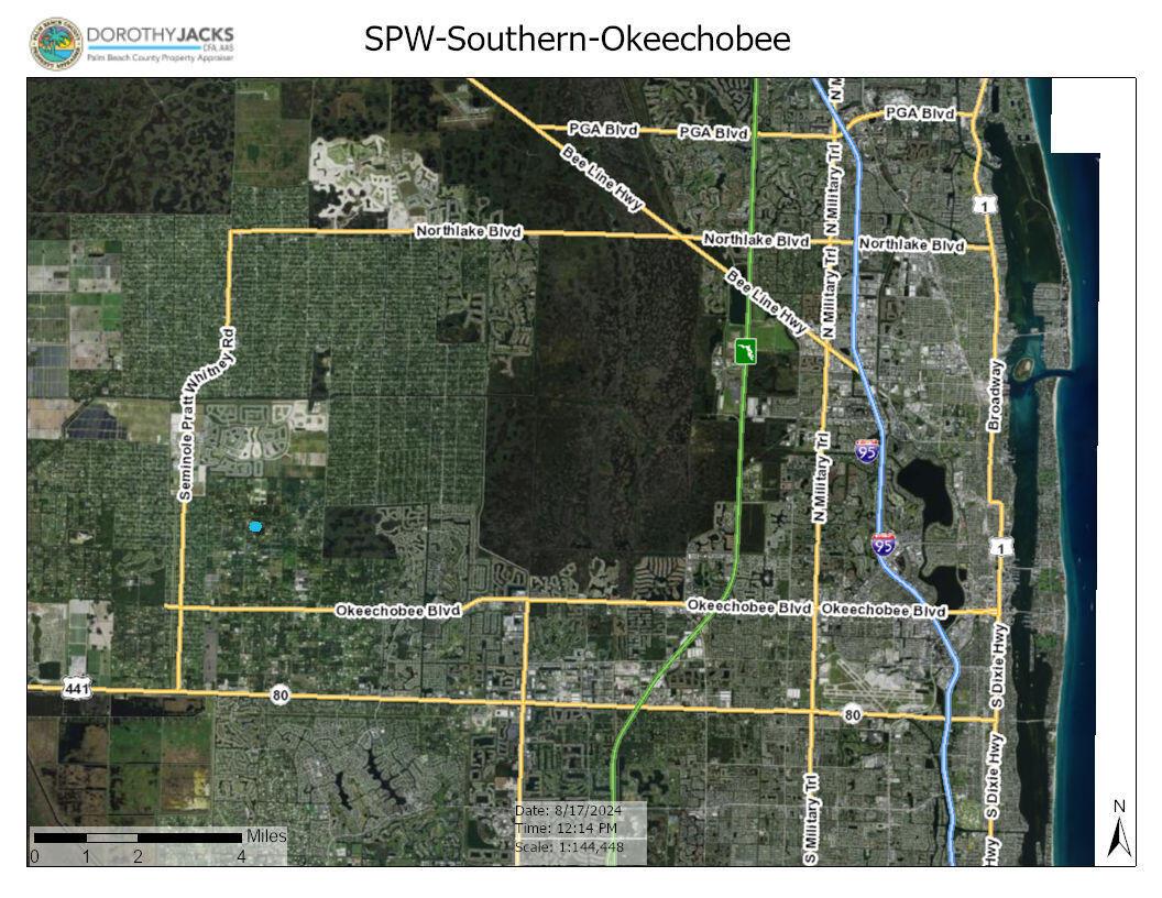 This is a map showing major roads and highways in a section of Palm Beach County — 3556 B Road, FL 33470, FL