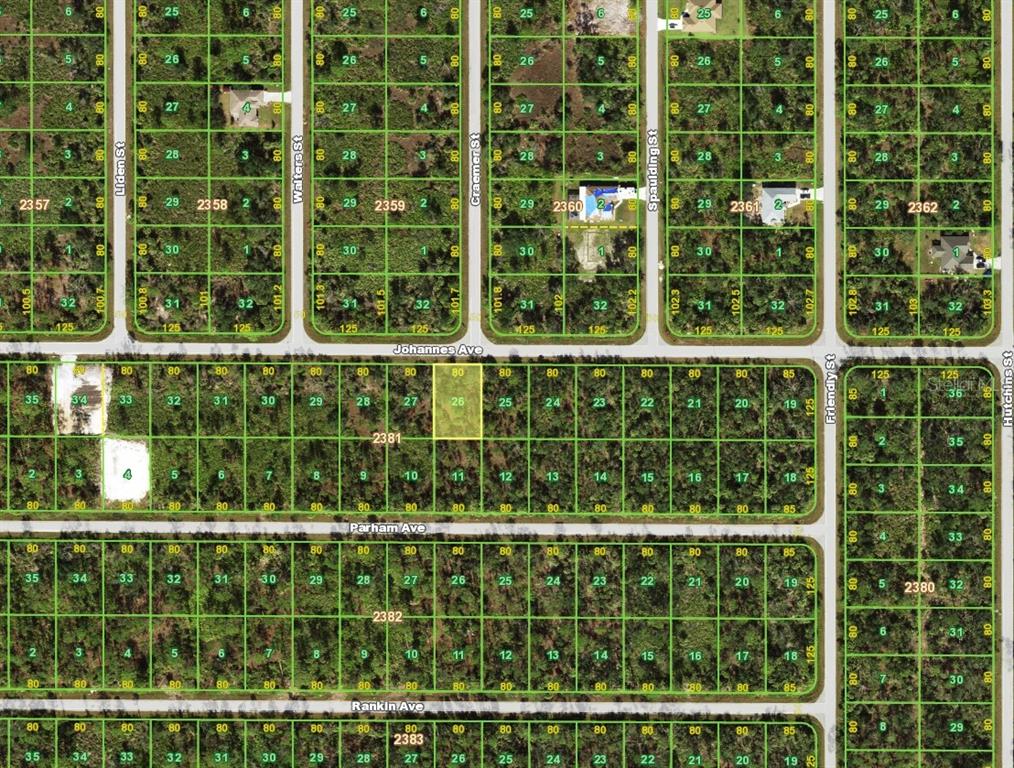 This is a map showing a grid of residential land parcels and streets — 13141 JOHANNES AVENUE, PORT CHARLOTTE, FL