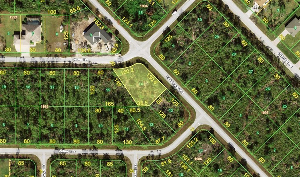 This is a map showing property lot lines and street layouts in a residential area — 2646 DIXON TERRACE, PORT CHARLOTTE, FL