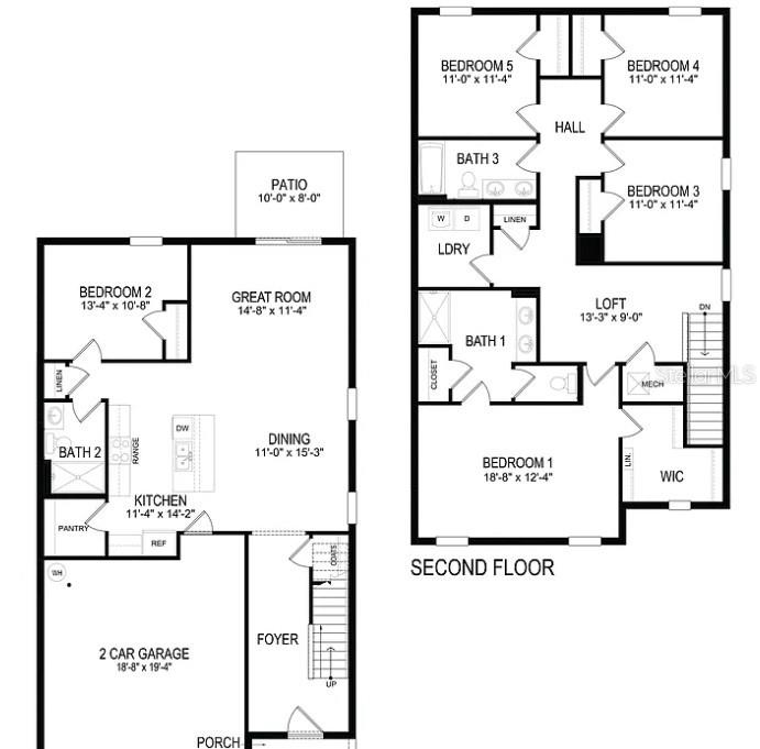 A two-story, light-colored stucco house with a two-car garage and a front lawn — 6484 SE 4TH LANE, OCALA, FL