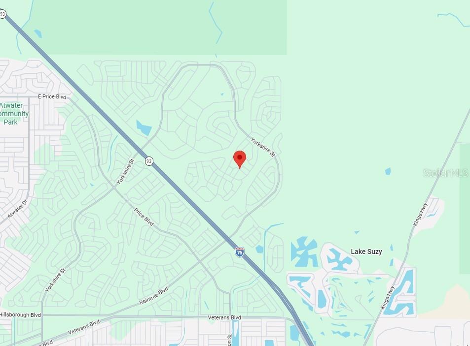 This is a map showing a residential area with a red pin indicating a location — Lot 18 BRIARCLIFF AVENUE, NORTH PORT, FL