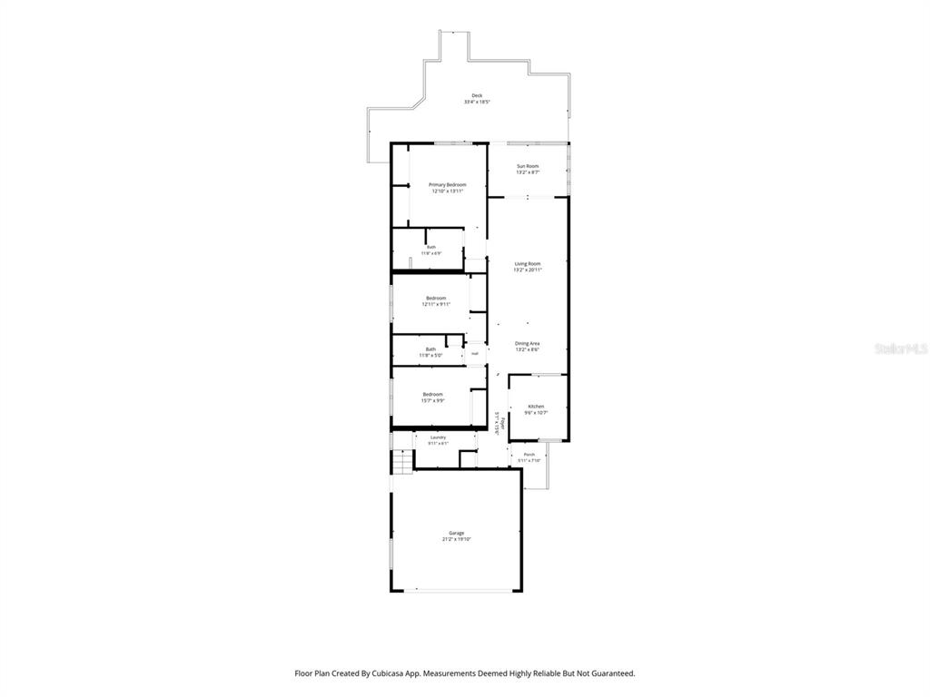 This is a floor plan of a single-story house with a garage and a deck — 5250 S RIVERVIEW CIRCLE, HOMOSASSA, FL