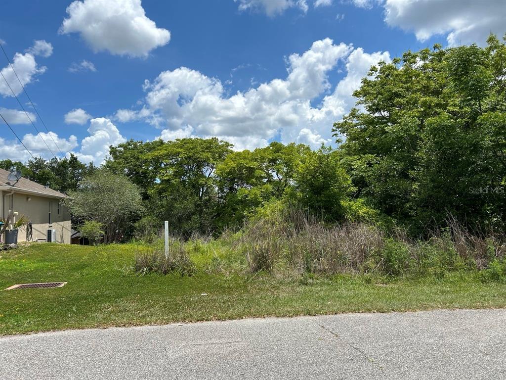 A vacant, grassy residential lot sits next to a house under a cloudy blue sky — 2055 E PRAIRIE CIR #50, DELTONA, FL