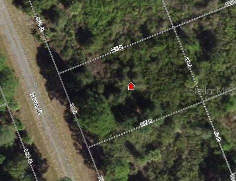 This is an aerial map showing the property boundaries and dimensions of a vacant lot — Lot 11 SHENO DRIVE, NORTH PORT, FL