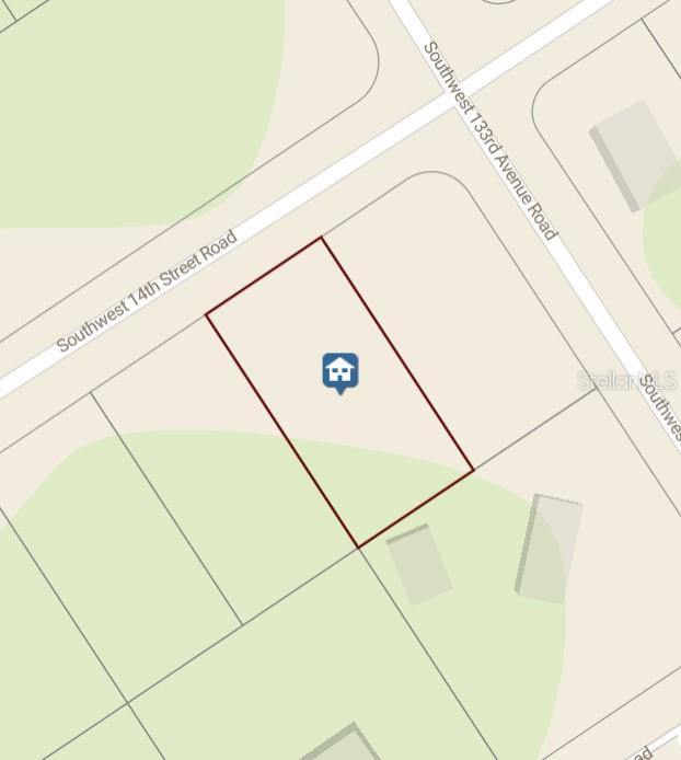 This is a map showing a rectangular plot of land at a street intersection — 0000 Sw 14th ST ROAD, OCALA, FL