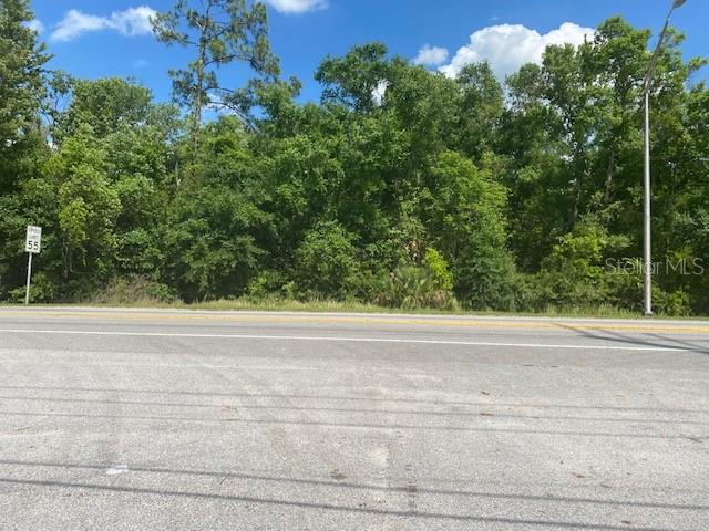 A view of a wooded lot bordering a paved road with a speed limit sign — HIGHWAY 17 92 N, DAVENPORT, FL