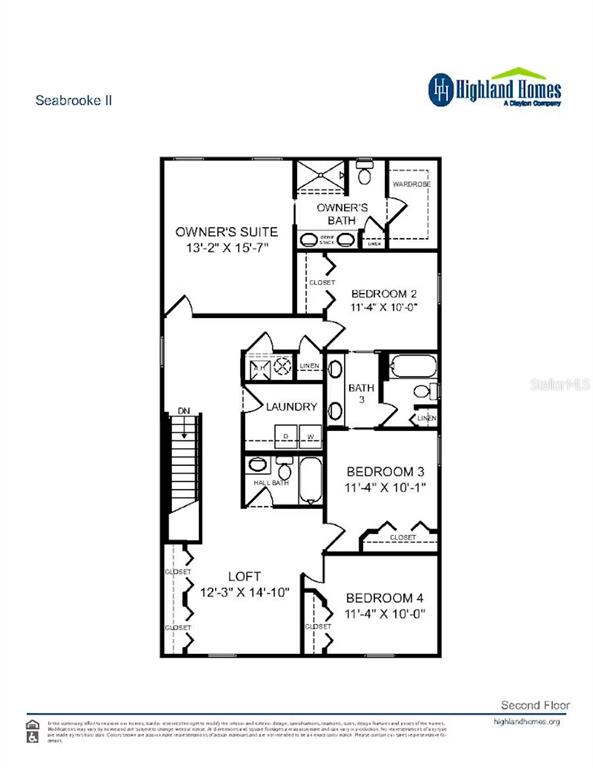 This floor plan shows the second level of a home with four bedrooms and a loft — 4498 RAPALLO AVENUE E, WINTER HAVEN, FL