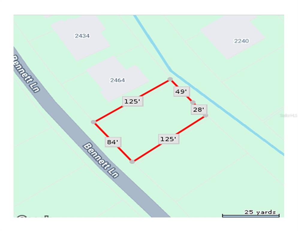 This is a property map showing the lot boundaries and dimensions of a parcel of land — BENNETT LANE, NORTH PORT, FL