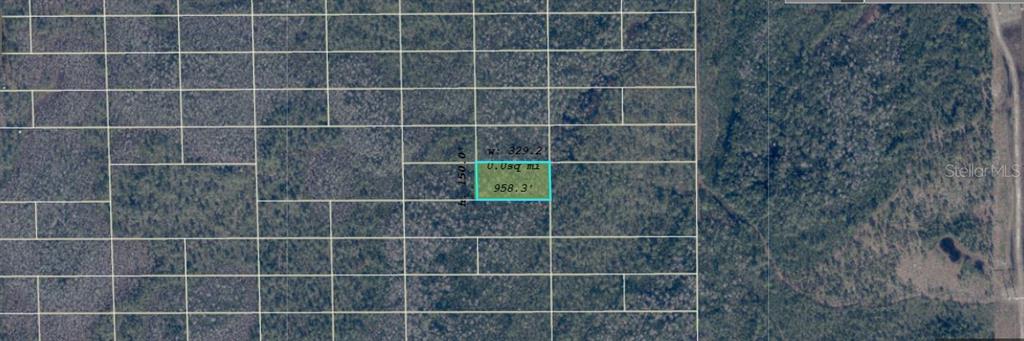 This is an aerial map view showing a highlighted rectangular plot of land — DILL ROAD, ORLANDO, FL