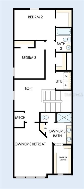 This is a floor plan of a residential second story featuring three bedrooms and a loft — 1144 WILD CREST LANE, DAYTONA BEACH, FL
