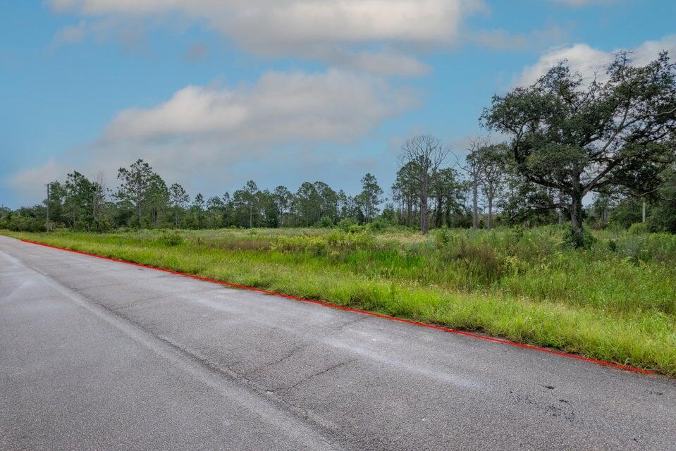 A paved road runs alongside a grassy, undeveloped lot with scattered trees under a blue sky — 540 NE 365th Lane, Okeechobee FL 34972, OKEECHOBEE, FL