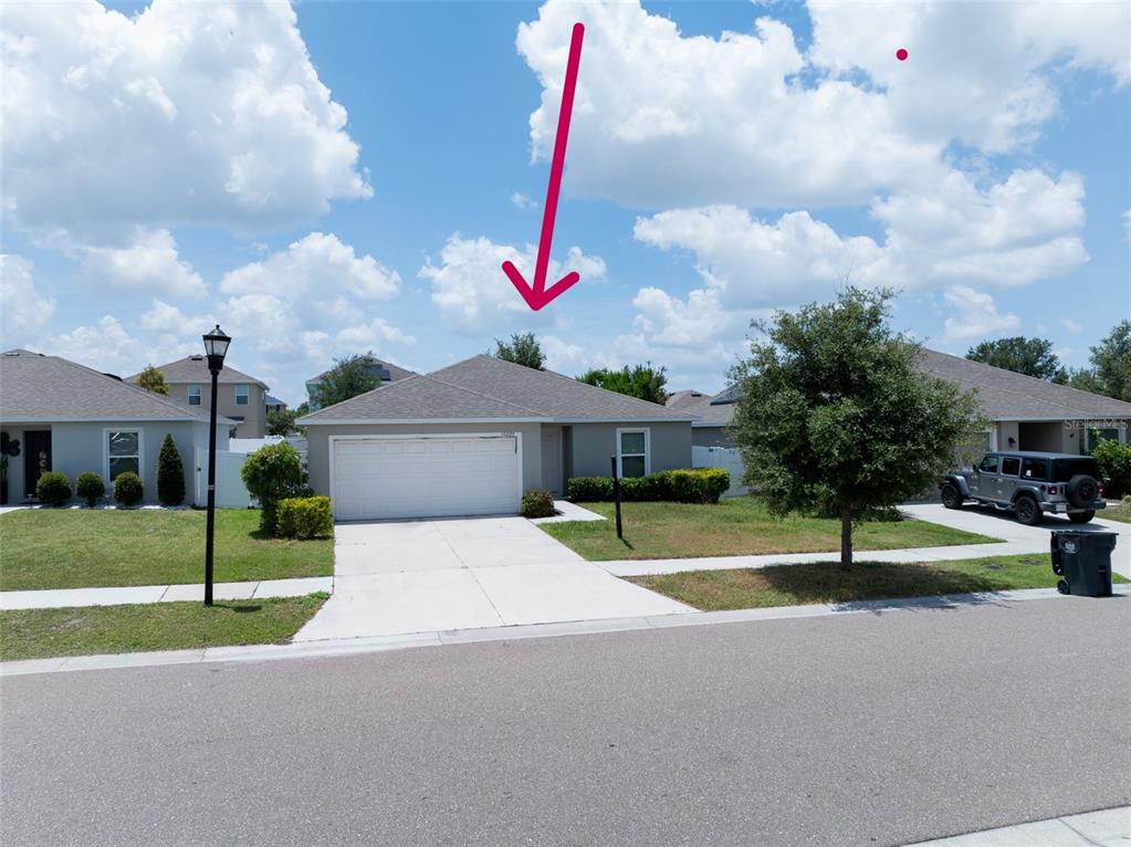 A single-story suburban house with a two-car garage and a concrete driveway — 10205 CARP HOLLOW ROAD, SUN CITY CENTER, FL