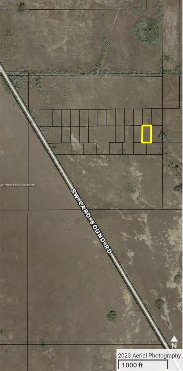 This is an aerial map showing a grid of land parcels near SW Card Sound Road — UNINCORPORATED, Homestead FL 33035, HOMESTEAD, FL