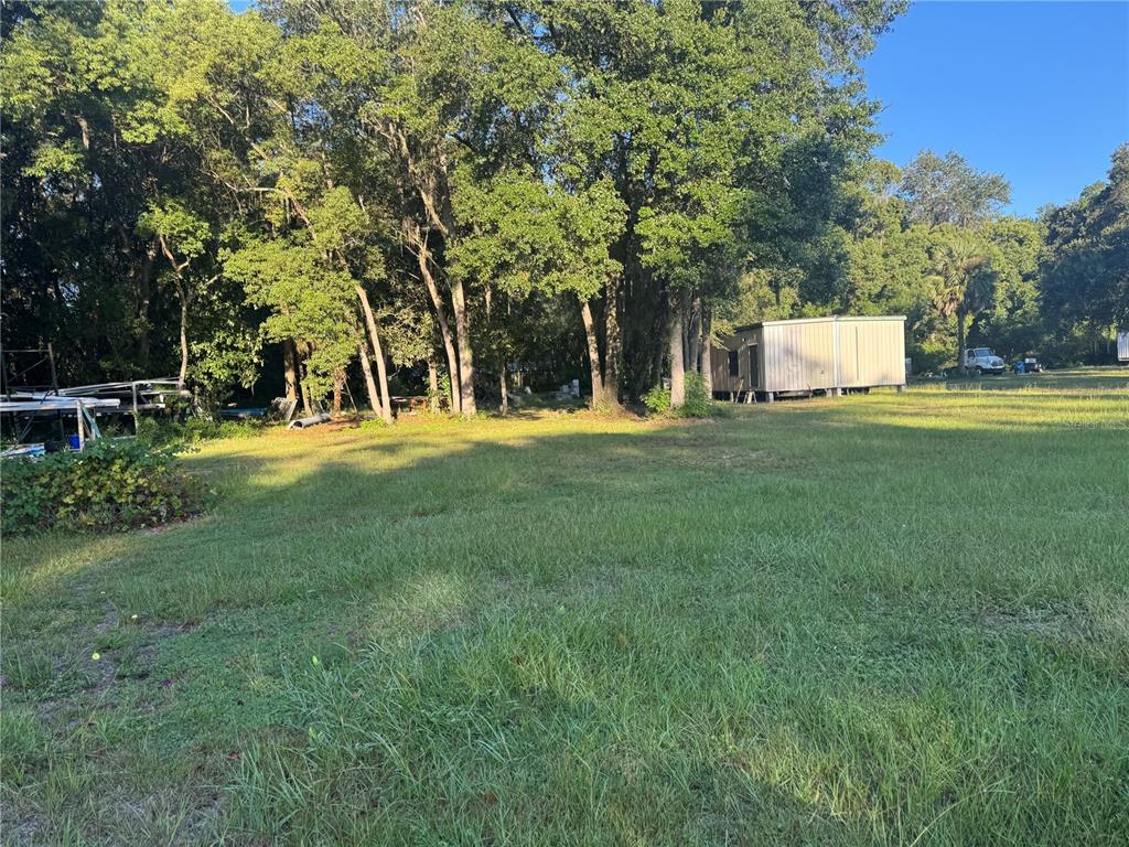 A grassy lot features a small shed and a dense cluster of trees — TBD NE US HIGHWAY 301, WALDO, FL