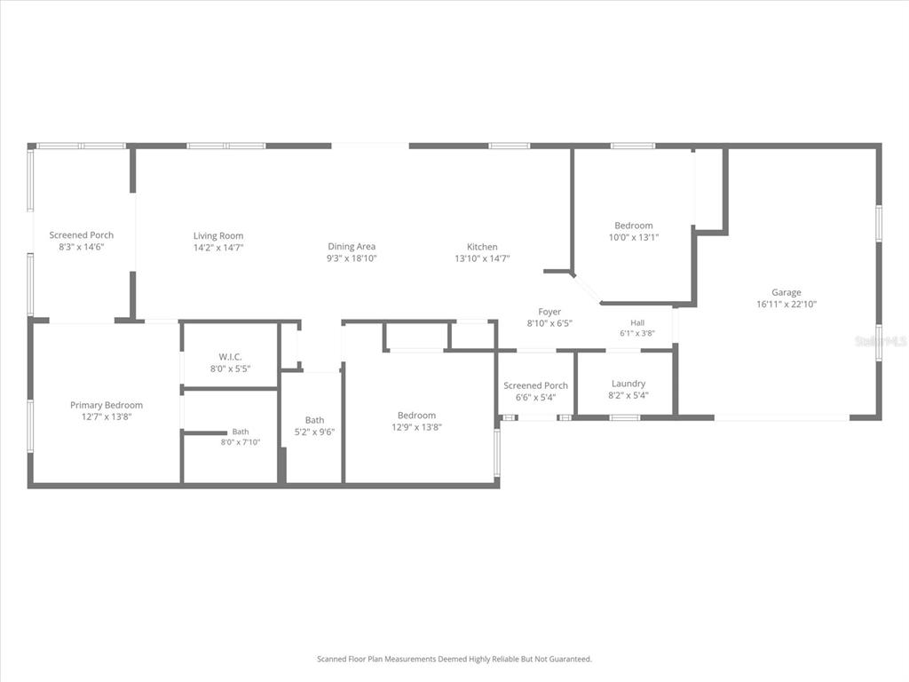 This is a floor plan for a house featuring three bedrooms, two baths, and a garage — 1674 GOVAN PLACE, THE VILLAGES, FL