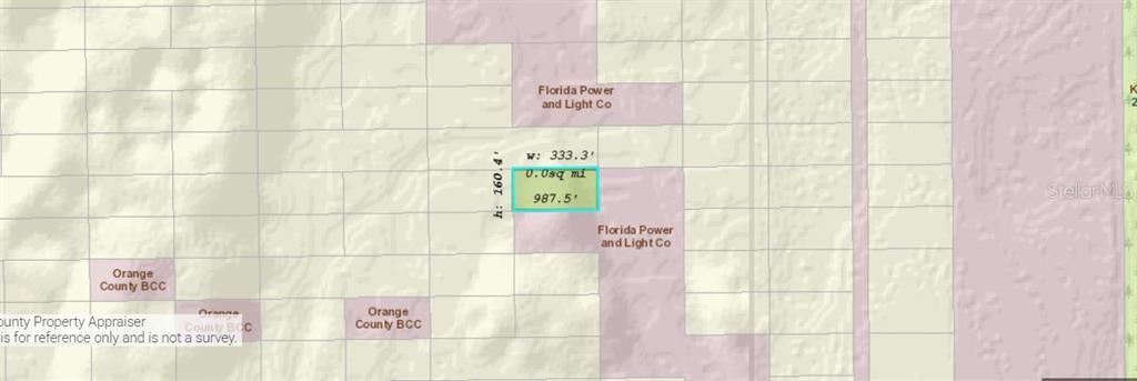 This is a property map showing a highlighted rectangular parcel of land with dimensions — DILL ROAD, ORLANDO, FL