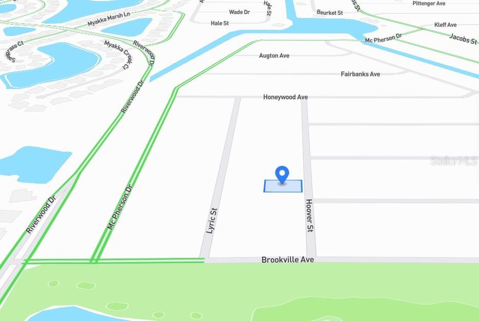 This is a map showing a residential lot location between Lyric Street and Hoover Street — 2489 HOOVER STREET, PORT CHARLOTTE, FL